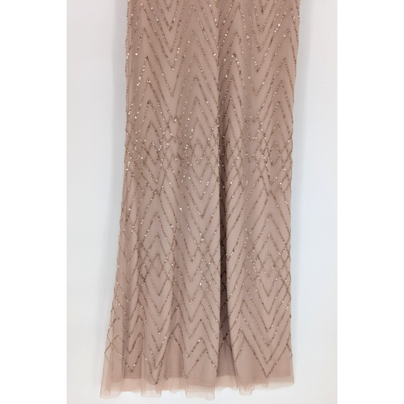 BHLDN Anthropologie Blaise Blush Pink Sheer Chiffon Beaded Maxi Dress Size 2 - Picture 12 of 16